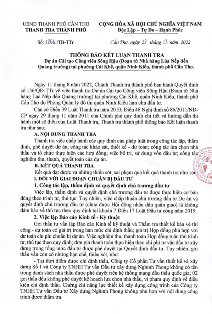 Cần Thơ: Đề nghị Thanh tra Sở Xây dựng kiểm tra chứng chỉ năng lực hoạt động xây dựng của 2 doanh nghiệp