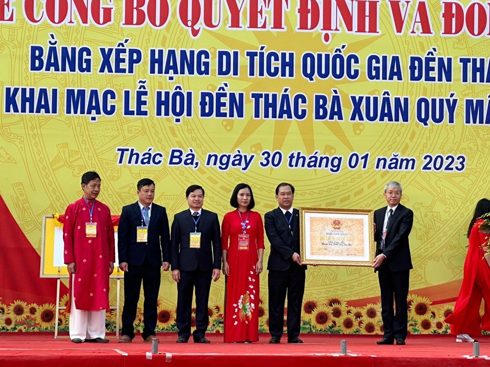 Yên Bái: Đón nhận Bằng xếp hạng Di tích quốc gia đền Thác Bà