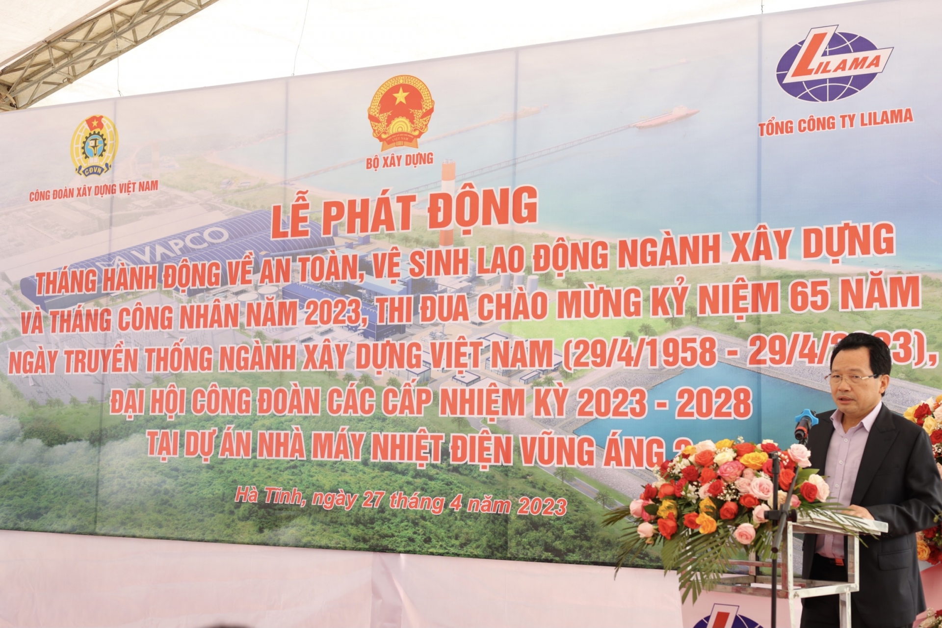 Phát động Tháng hành động về ATVSLĐ ngành Xây dựng, Tháng Công nhân năm 2023 và phát động thi đua tại dự án Nhà máy Nhiệt điện Vũng Áng 2