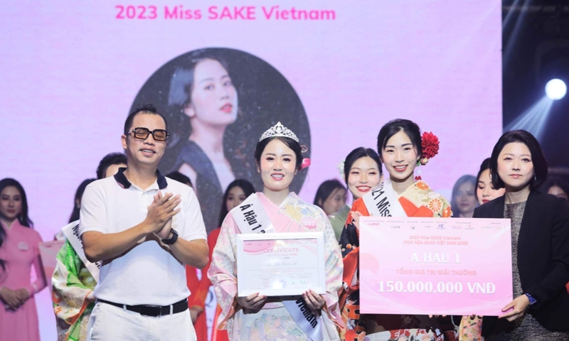 Khoảnh khắc Á hậu 1 Miss Sake Việt Nam 2023 gọi tên Hà Thị Cẩm Lệ