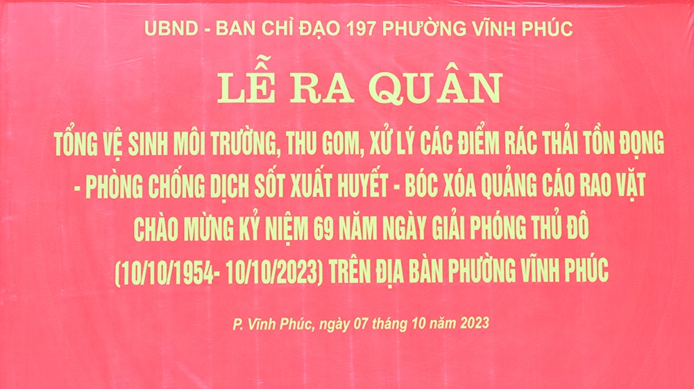 Hà Nội: Phường Vĩnh Phúc phát động ra quân tổng vệ sinh môi trường