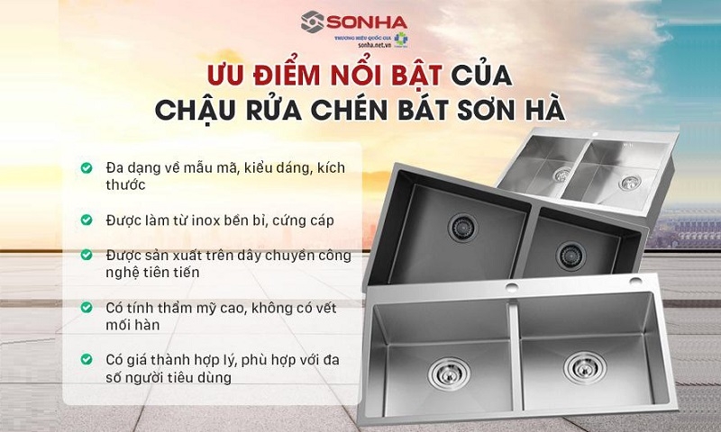 Những ưu điểm của bồn rửa chén Sơn Hà