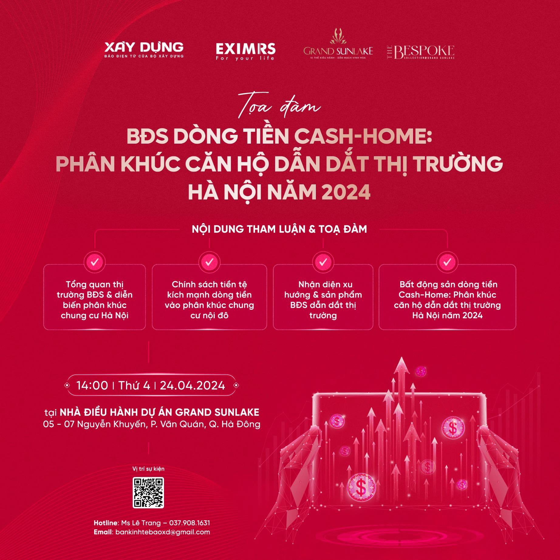 Sắp diễn ra Tọa đàm “Bất động sản dòng tiền Cash-Home: Phân khúc căn hộ dẫn dắt thị trường Hà Nội năm 2024”