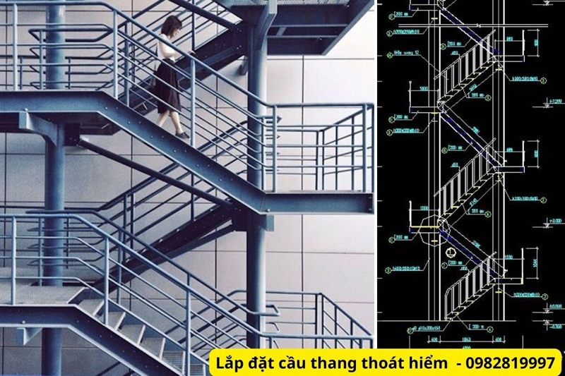 Thiết kế thi công lắp đặt cầu thang thoát hiểm theo đúng tiêu chuẩn quy định PCCC