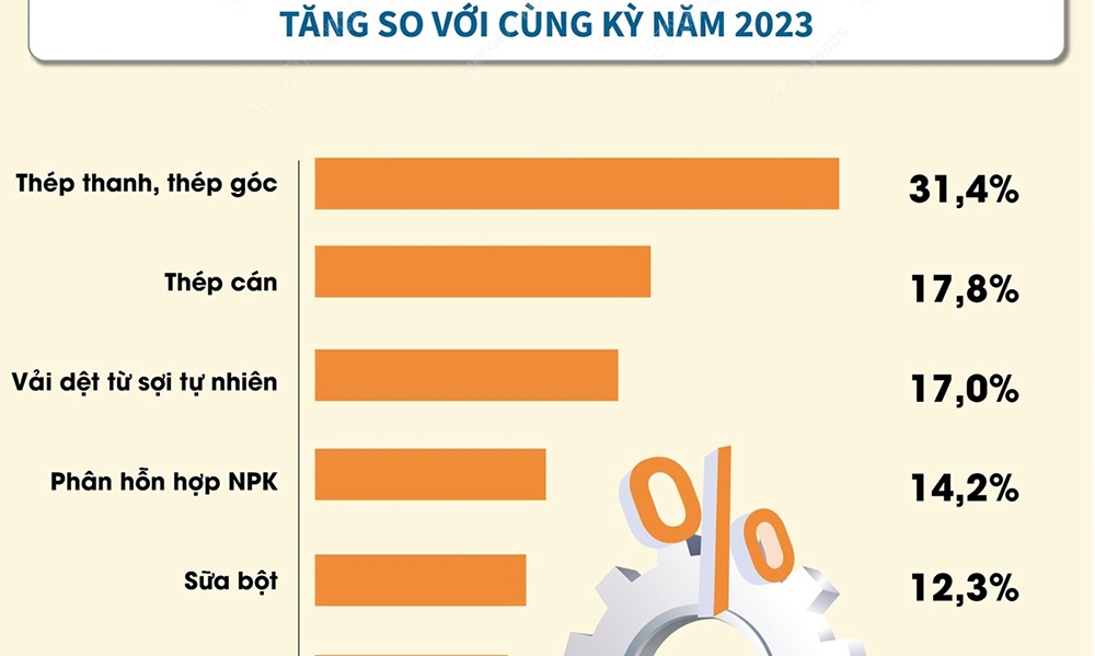 Chỉ số sản xuất công nghiệp tăng 8,5% trong7 tháng năm 2024