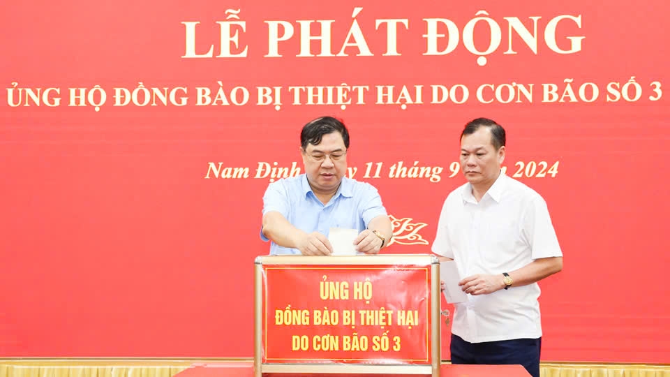 Nam Định: Tổ chức lễ phát động ủng hộ đồng bào bị thiệt hại do cơn bão số 3