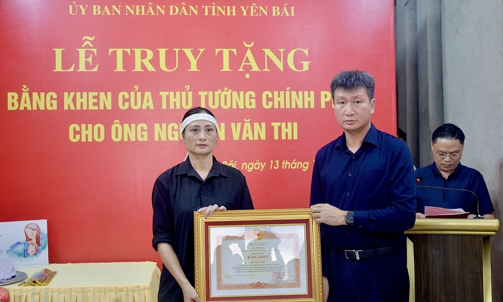 Yên Bái: Ông Nguyễn Văn Thi được Thủ tướng Chính phủ truy tặng Bằng khen