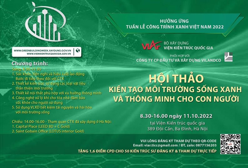 Viện Kiến trúc quốc gia hưởng ứng Tuần lễ công trình xanh Việt Nam 2022