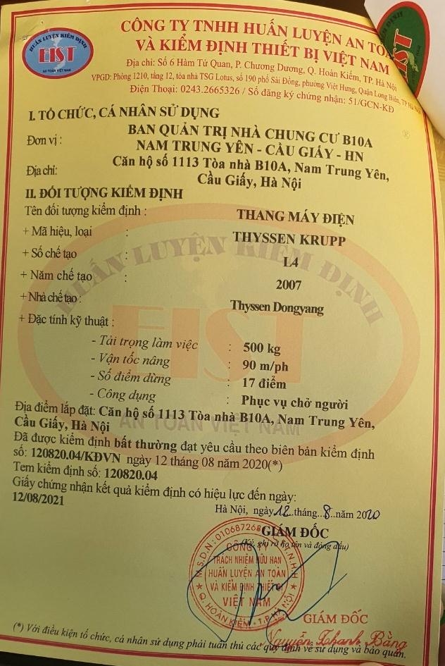 cau giay ha noi su co thang may tai chung cu b10a nam trung yen nguyen nhan do dau