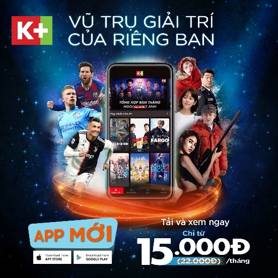 Ra mắt app K+ mới với 5 gói thuê bao linh hoạt