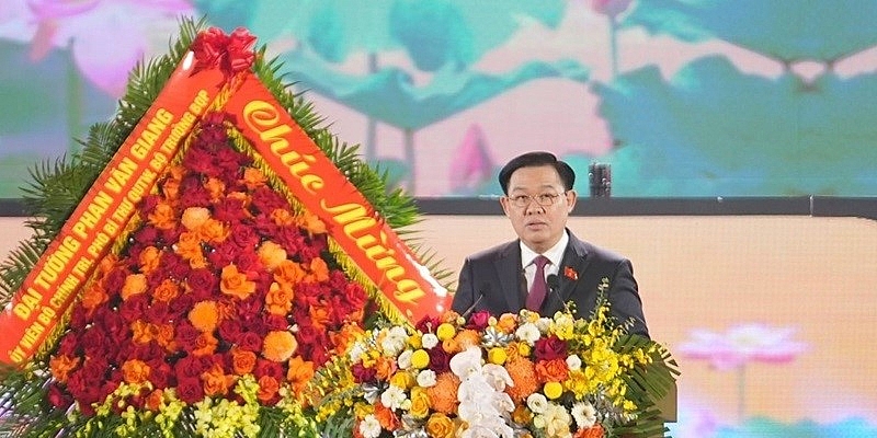 Chủ tịch Quốc hội Vương Đình Huệ dự Lễ kỷ niệm 60 năm Bác Hồ về thăm tỉnh Thái Nguyên